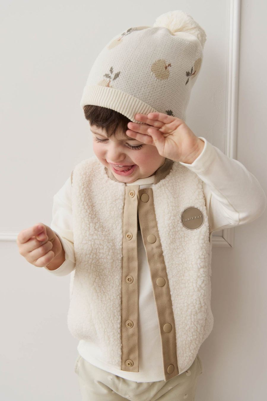 Jody Sherpa Vest - Natural/Cashew Childrens Vest from Jamie Kay Australia