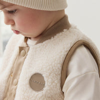 Jody Sherpa Vest - Natural/Cashew Childrens Vest from Jamie Kay Australia