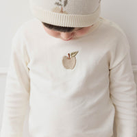 Pima Cotton Arnold Long Sleeve Top - Parchment Fresh Apple Childrens Top from Jamie Kay Australia