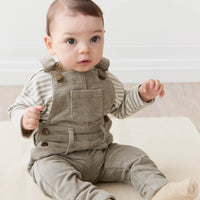 Pima Cotton Arnold Long Sleeve Top - Narrow Stripe Moss/Cloud Childrens Top from Jamie Kay Australia