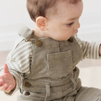 Pima Cotton Arnold Long Sleeve Top - Narrow Stripe Moss/Cloud Childrens Top from Jamie Kay Australia