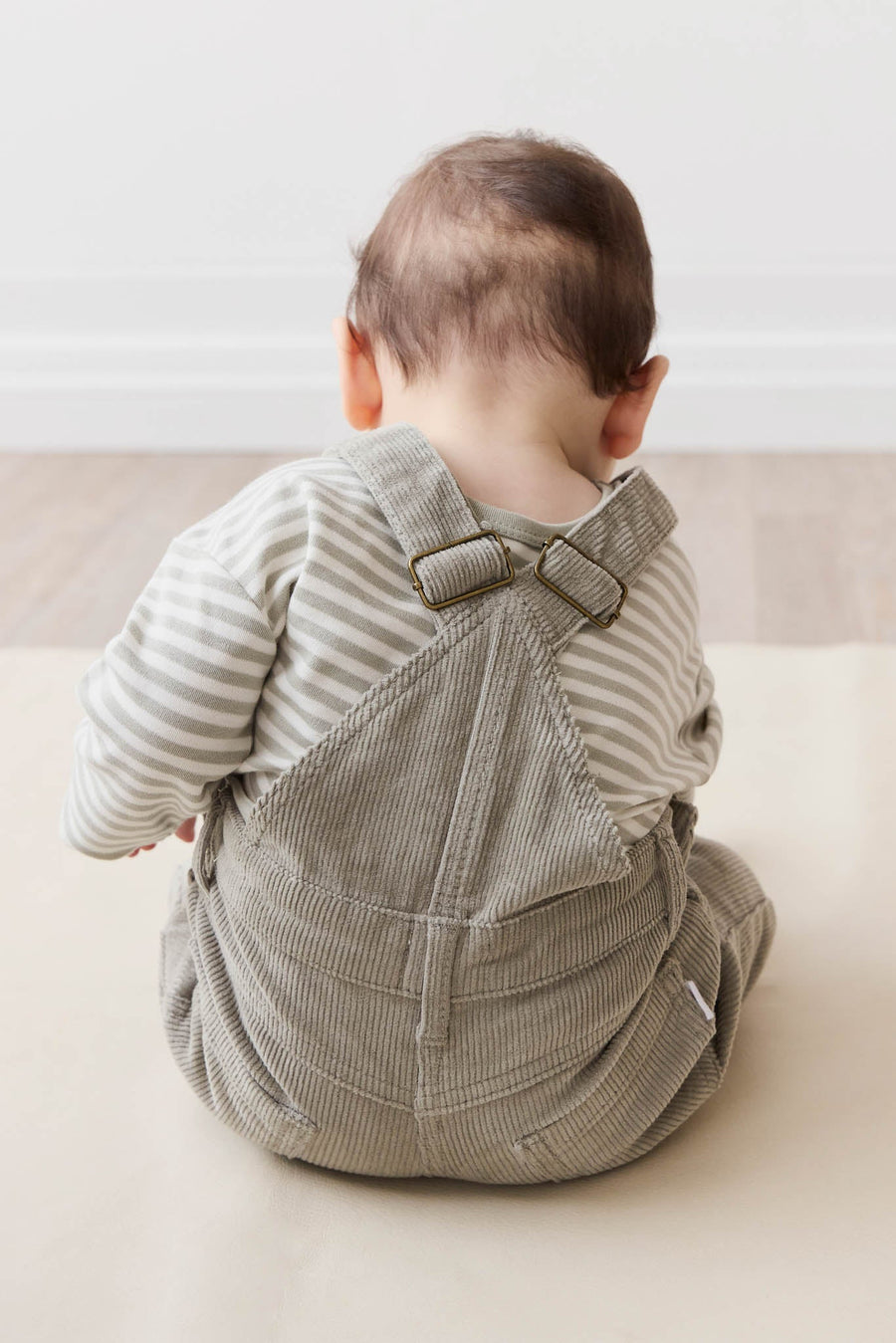 Pima Cotton Arnold Long Sleeve Top - Narrow Stripe Moss/Cloud Childrens Top from Jamie Kay Australia