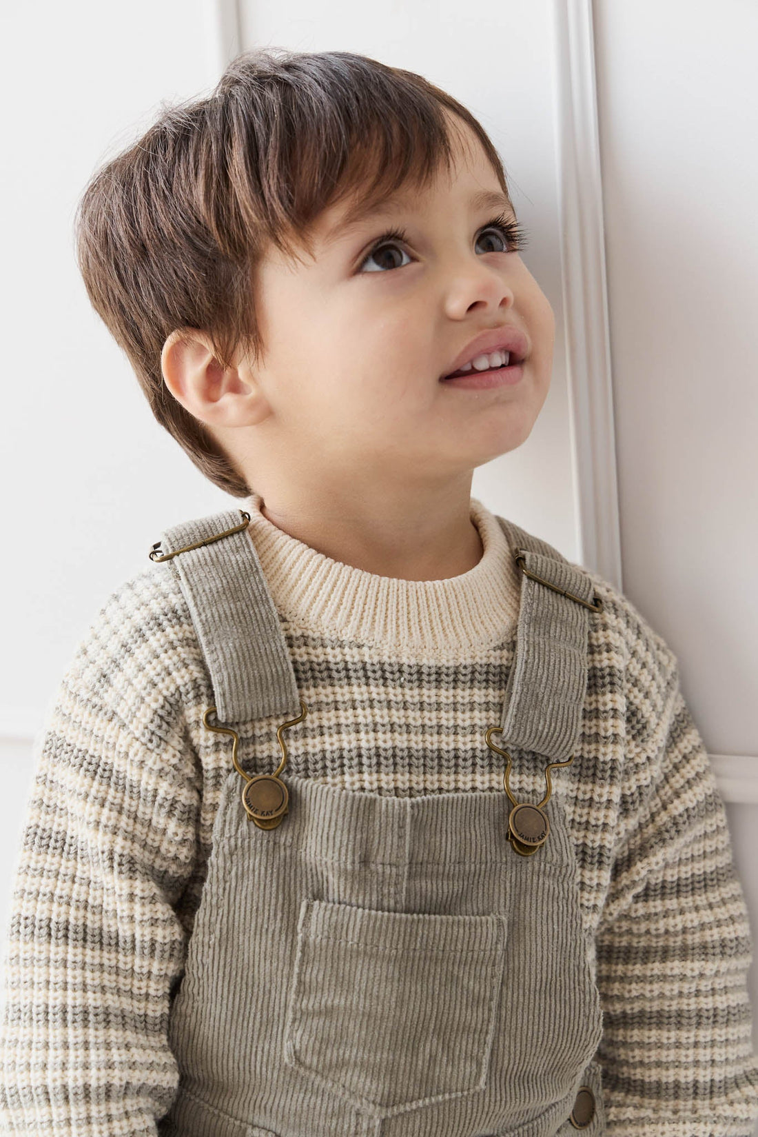 Leon Jumper - Harvest Stripe Moss/Cassava Childrens Jumper from Jamie Kay Australia