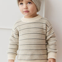 Leon Jumper - Harvest Stripe Moss/Cassava Childrens Jumper from Jamie Kay Australia