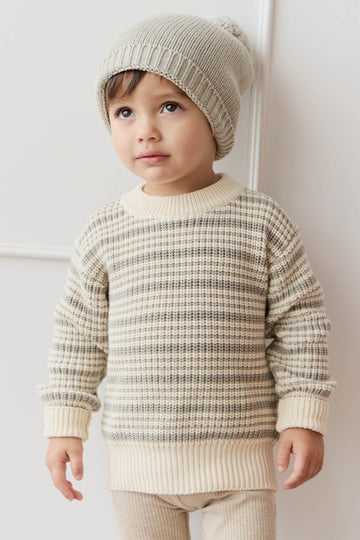 Leon Jumper - Harvest Stripe Moss/Cassava Childrens Jumper from Jamie Kay Australia