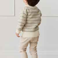 Leon Jumper - Harvest Stripe Moss/Cassava Childrens Jumper from Jamie Kay Australia