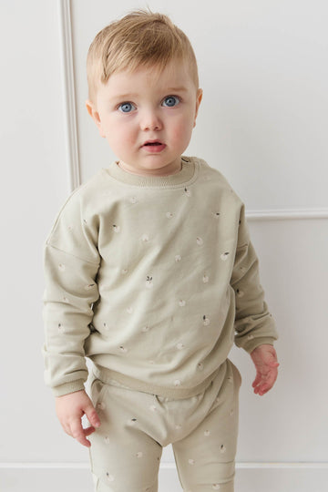 Organic Cotton Damien Sweatshirt - Fresh Apples Abbey Medium Childrens Sweatshirting from Jamie Kay Australia