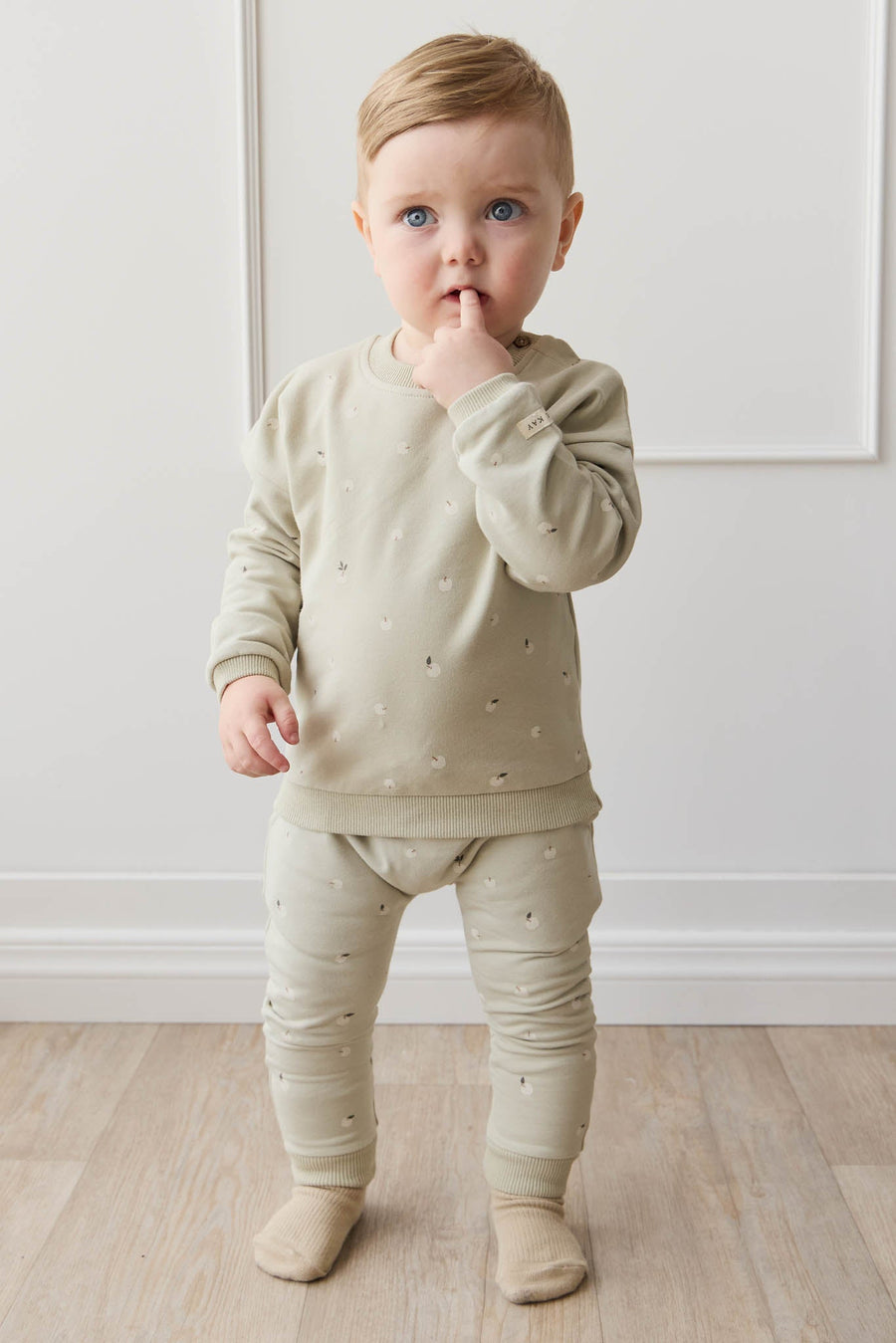 Organic Cotton Morgan Track Pant - Fresh Apples Abbey Medium Childrens Pant from Jamie Kay Australia