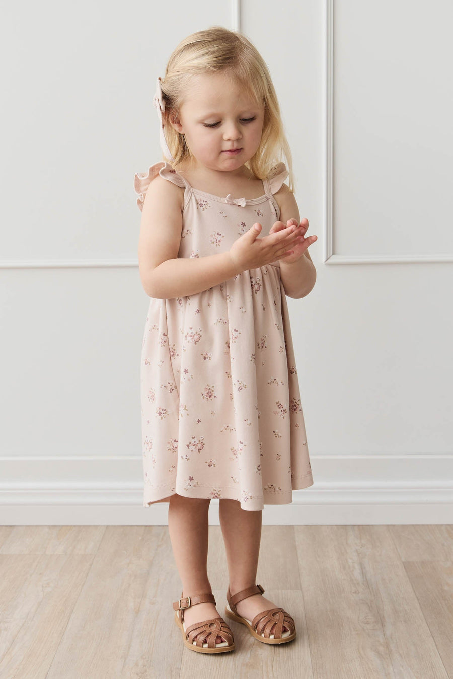 Organic Cotton Gracelyn Dress - Petite Fleur Soft Peony Childrens Dress from Jamie Kay Australia