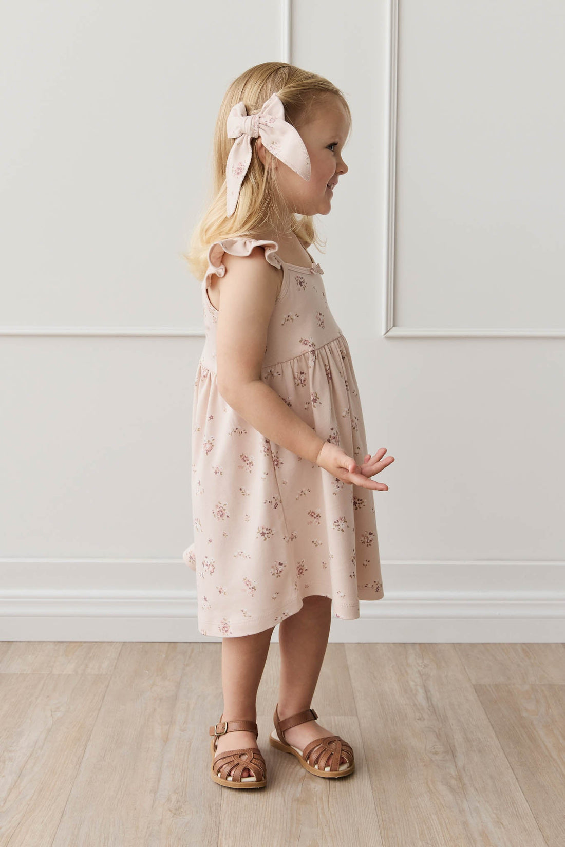 Organic Cotton Bow - Petite Fleur Soft Peony Childrens Bow from Jamie Kay Australia