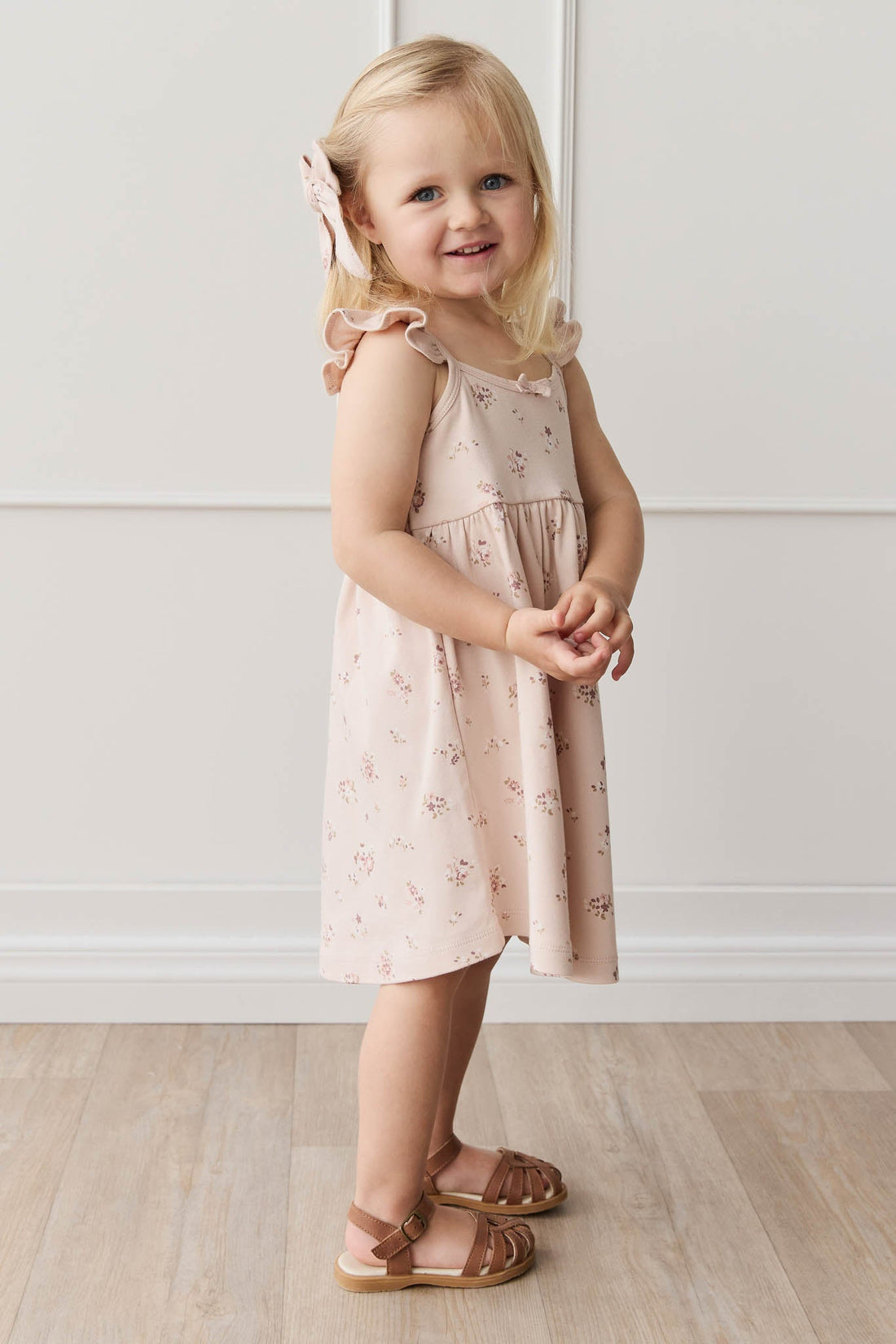 Organic Cotton Gracelyn Dress - Petite Fleur Soft Peony Childrens Dress from Jamie Kay Australia