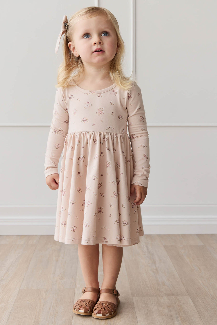 Organic Cotton Tallulah Dress - Petite Fleur Soft Peony Childrens Dress from Jamie Kay Australia