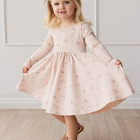 Organic Cotton Tallulah Dress - Petite Fleur Soft Peony Childrens Dress from Jamie Kay Australia