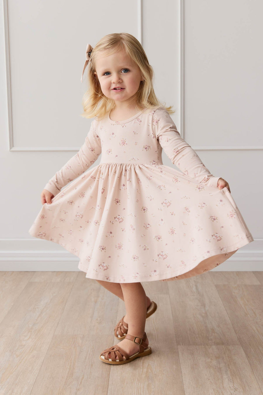 Organic Cotton Tallulah Dress - Petite Fleur Soft Peony Childrens Dress from Jamie Kay Australia