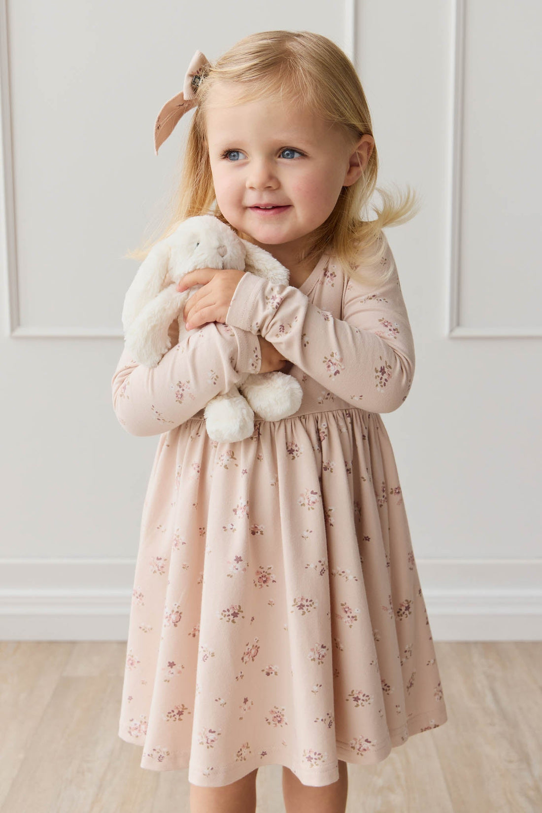 Organic Cotton Tallulah Dress - Petite Fleur Soft Peony Childrens Dress from Jamie Kay Australia