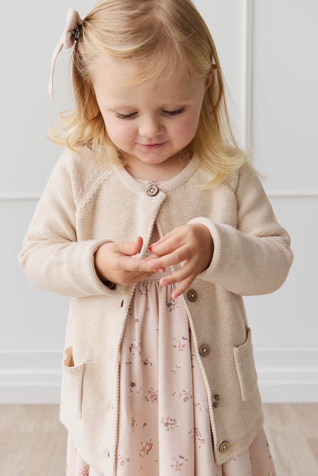 Aude Cardigan - Light Oatmeal Marle Childrens Cardigan from Jamie Kay Australia