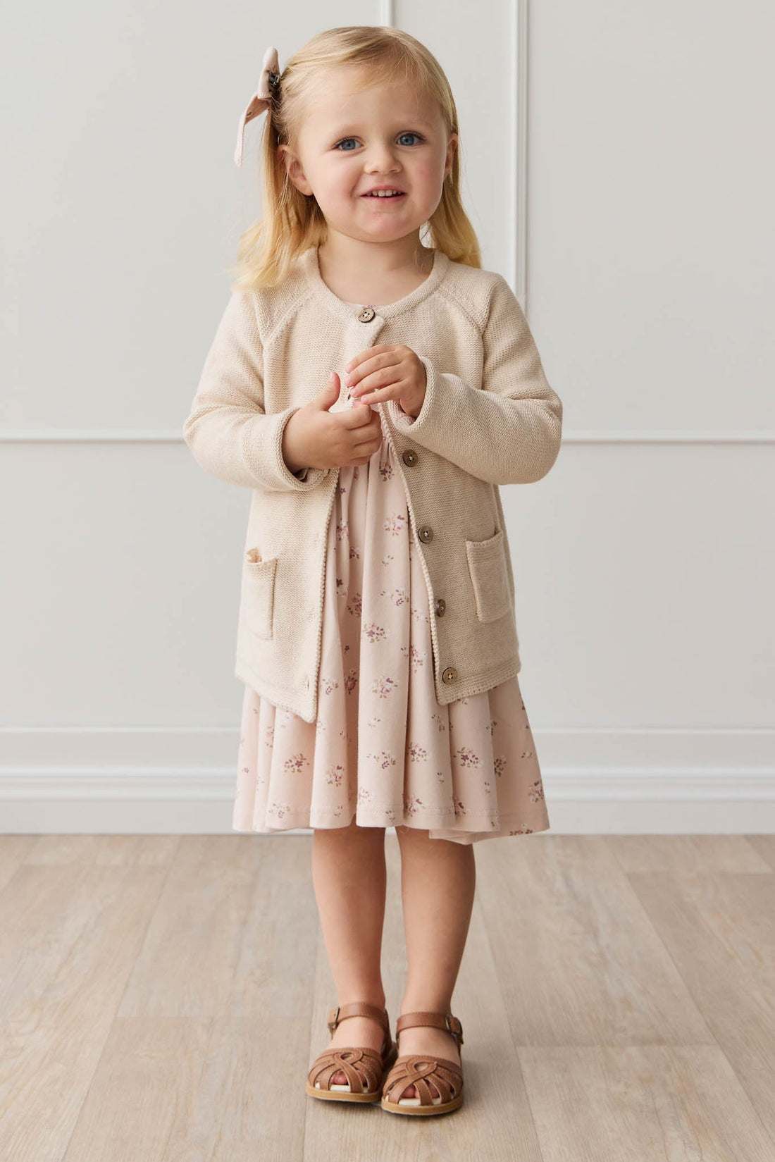 Organic Cotton Tallulah Dress - Petite Fleur Soft Peony Childrens Dress from Jamie Kay Australia