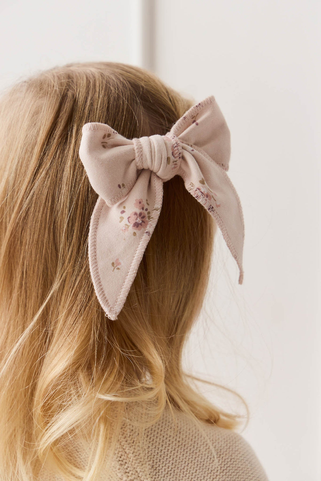 Organic Cotton Bow - Petite Fleur Soft Peony Childrens Bow from Jamie Kay Australia