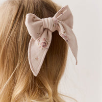 Organic Cotton Bow - Petite Fleur Soft Peony Childrens Bow from Jamie Kay Australia