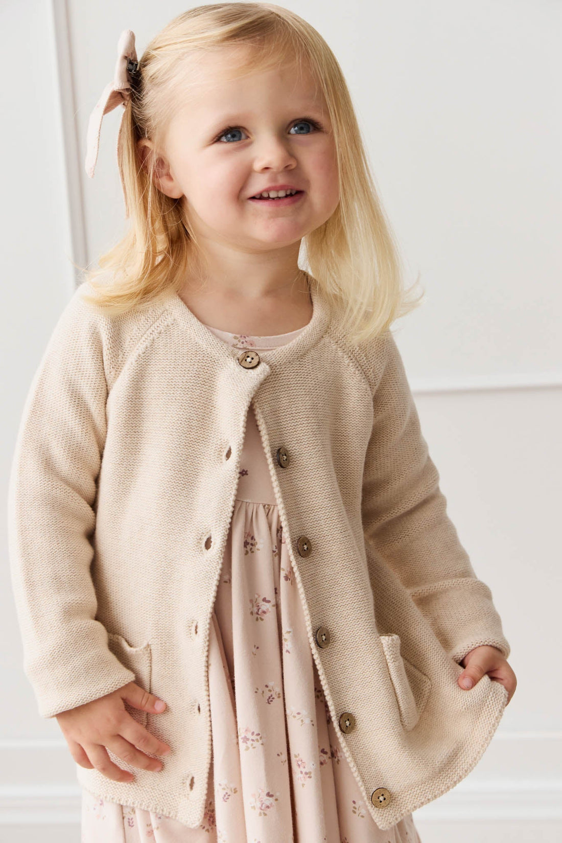 Aude Cardigan - Light Oatmeal Marle Childrens Cardigan from Jamie Kay Australia