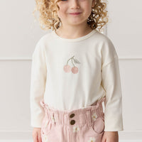 Pima Cotton Arnold Long Sleeve Top - Parchment Petite Cherry Childrens Top from Jamie Kay Australia