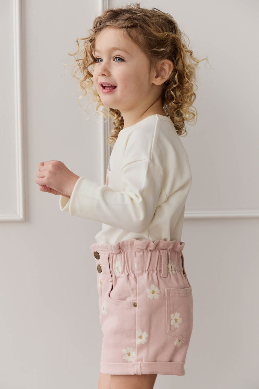 Pima Cotton Arnold Long Sleeve Top - Parchment Petite Cherry Childrens Top from Jamie Kay Australia