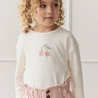 Pima Cotton Arnold Long Sleeve Top - Parchment Petite Cherry Childrens Top from Jamie Kay Australia