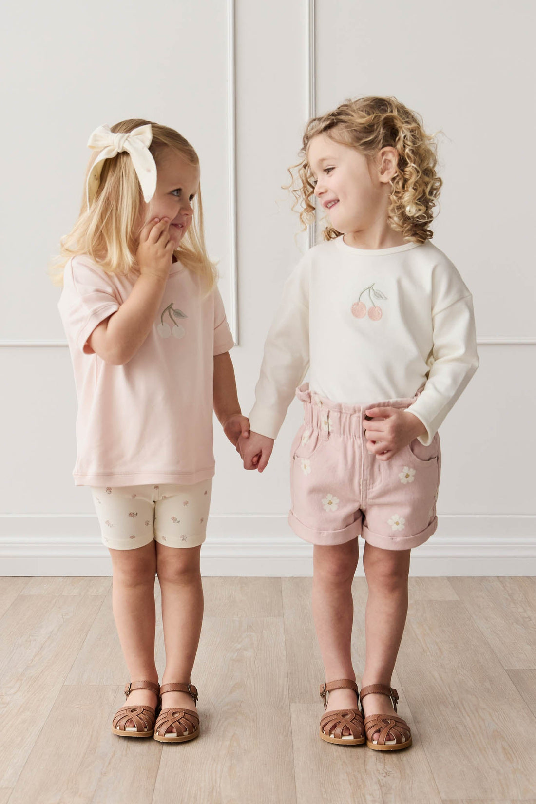 Pima Cotton Arnold Long Sleeve Top - Parchment Petite Cherry Childrens Top from Jamie Kay Australia