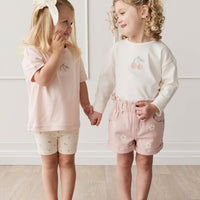 Pima Cotton Arnold Long Sleeve Top - Parchment Petite Cherry Childrens Top from Jamie Kay Australia