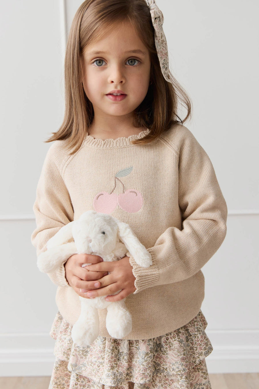 Audrey Jumper - Oatmeal Marle Cherry Love Childrens Jumper from Jamie Kay Australia