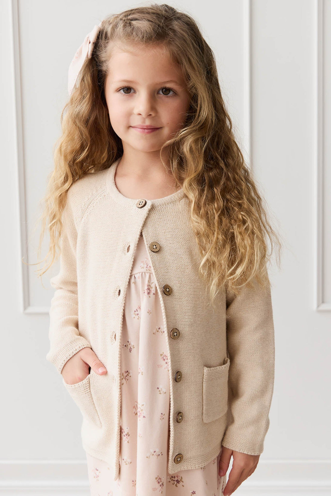 Aude Cardigan - Light Oatmeal Marle Childrens Cardigan from Jamie Kay Australia