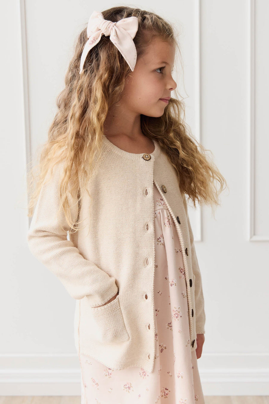 Aude Cardigan - Light Oatmeal Marle Childrens Cardigan from Jamie Kay Australia