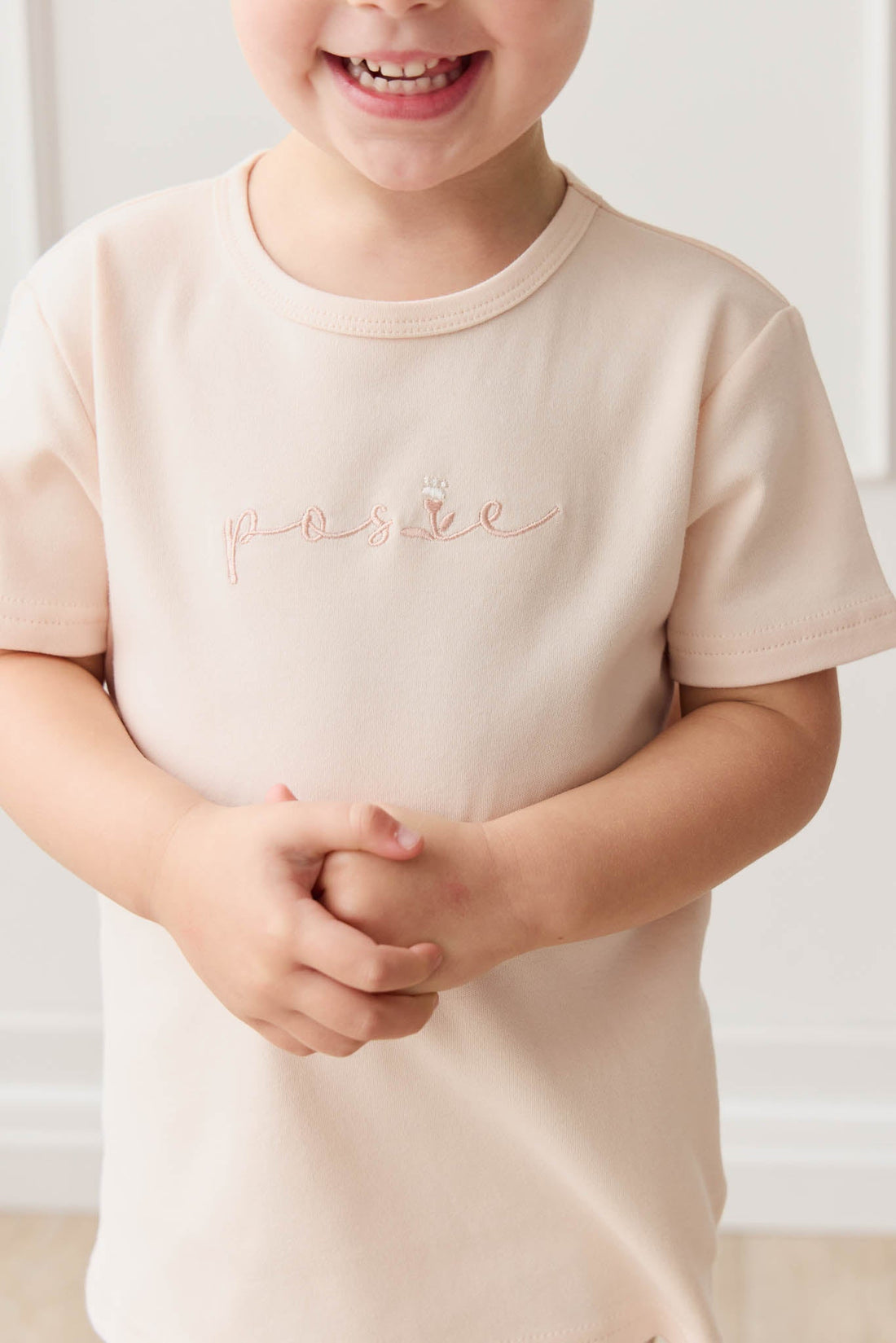 Pima Cotton Aude Oversized Tee - Ballet Pink Posie Childrens Top from Jamie Kay Australia