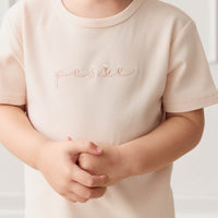 Pima Cotton Aude Oversized Tee - Ballet Pink Posie Childrens Top from Jamie Kay Australia