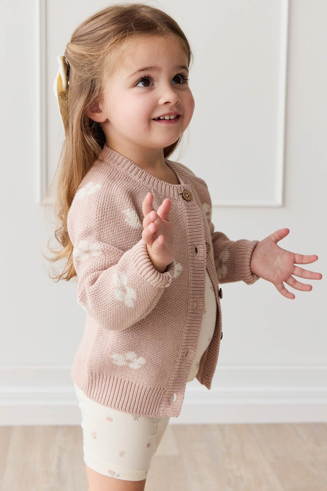 Harper Cardigan - Frankie Knit Rose Childrens Cardigan from Jamie Kay Australia