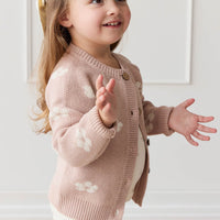 Harper Cardigan - Frankie Knit Rose Childrens Cardigan from Jamie Kay Australia