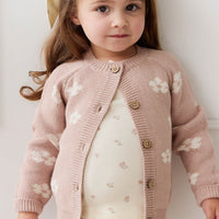 Harper Cardigan - Frankie Knit Rose Childrens Cardigan from Jamie Kay Australia