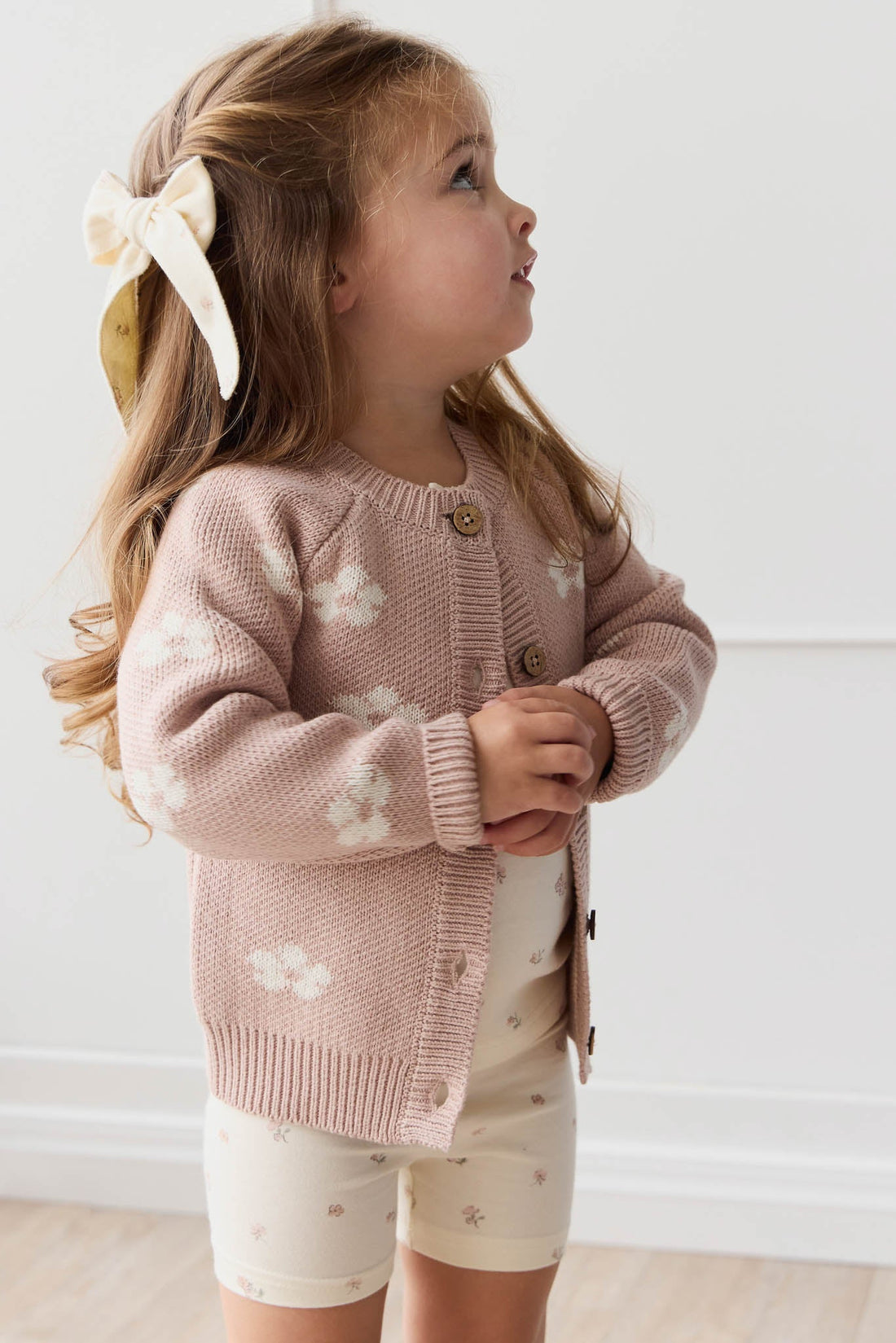 Harper Cardigan - Frankie Knit Rose Childrens Cardigan from Jamie Kay Australia