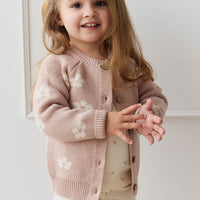 Harper Cardigan - Frankie Knit Rose Childrens Cardigan from Jamie Kay Australia