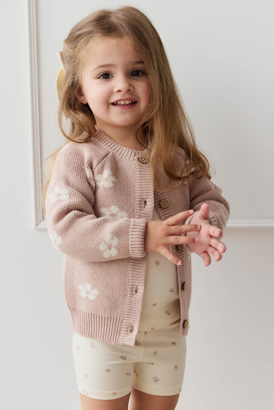 Harper Cardigan - Frankie Knit Rose Childrens Cardigan from Jamie Kay Australia