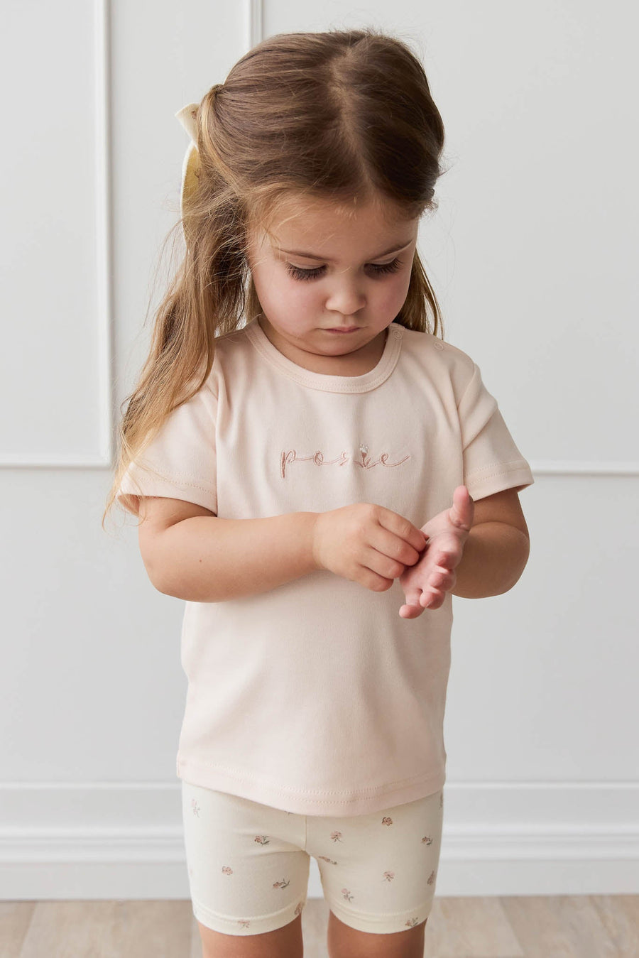 Pima Cotton Aude Oversized Tee - Ballet Pink Posie Childrens Top from Jamie Kay Australia