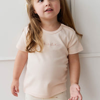 Pima Cotton Aude Oversized Tee - Ballet Pink Posie Childrens Top from Jamie Kay Australia