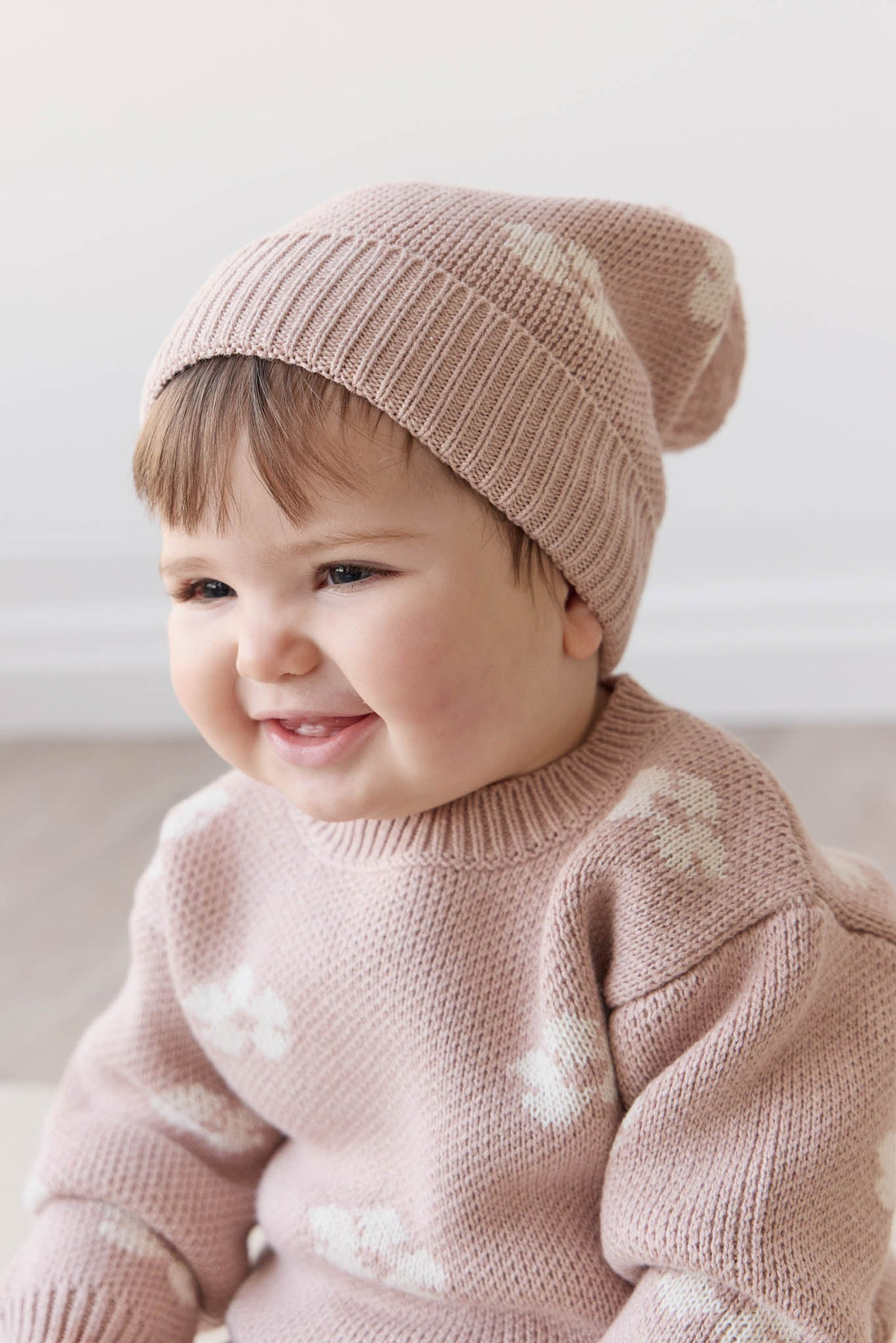 Addison Beanie - Frankie Knit Rose Childrens Beanie from Jamie Kay Australia