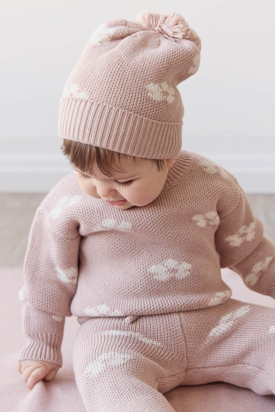 Addison Beanie - Frankie Knit Rose Childrens Beanie from Jamie Kay Australia