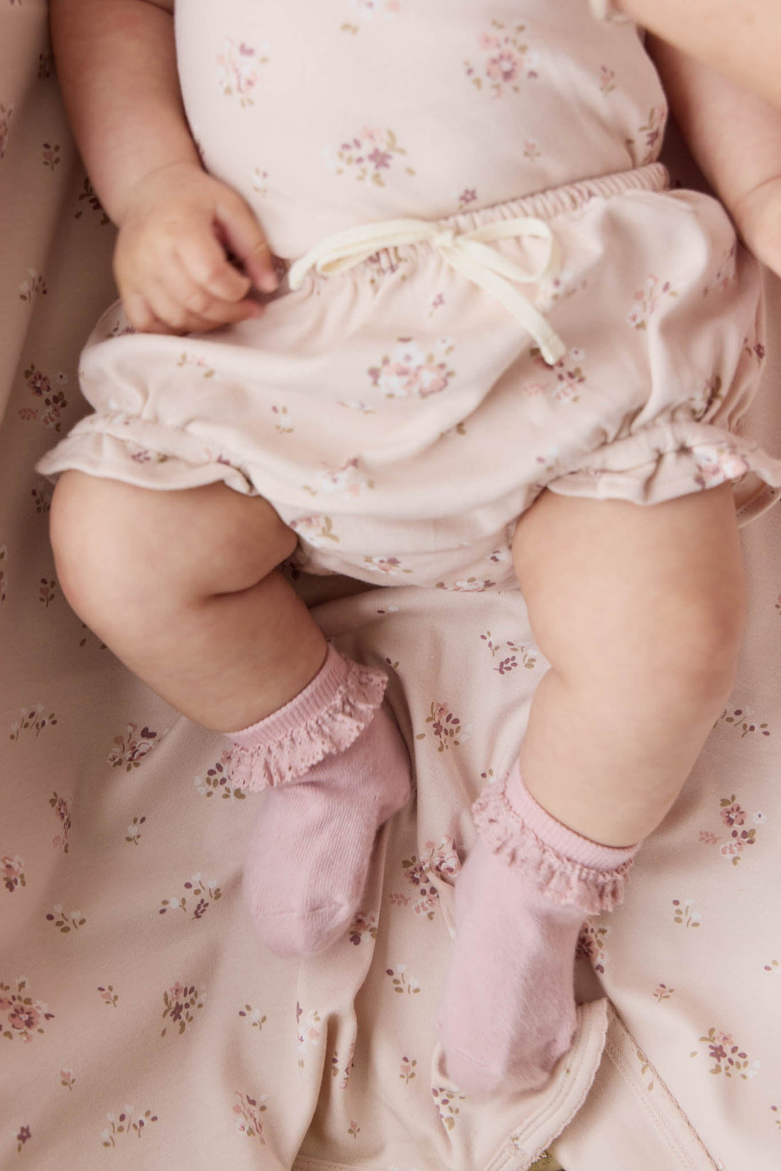 Organic Cotton Frill Bloomer - Petite Fleur Soft Peony Childrens Bloomer from Jamie Kay Australia