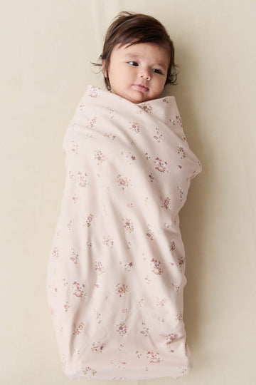 Organic Cotton Wrap Blanket - Petite Fleur Soft Peony Childrens Blanket from Jamie Kay Australia