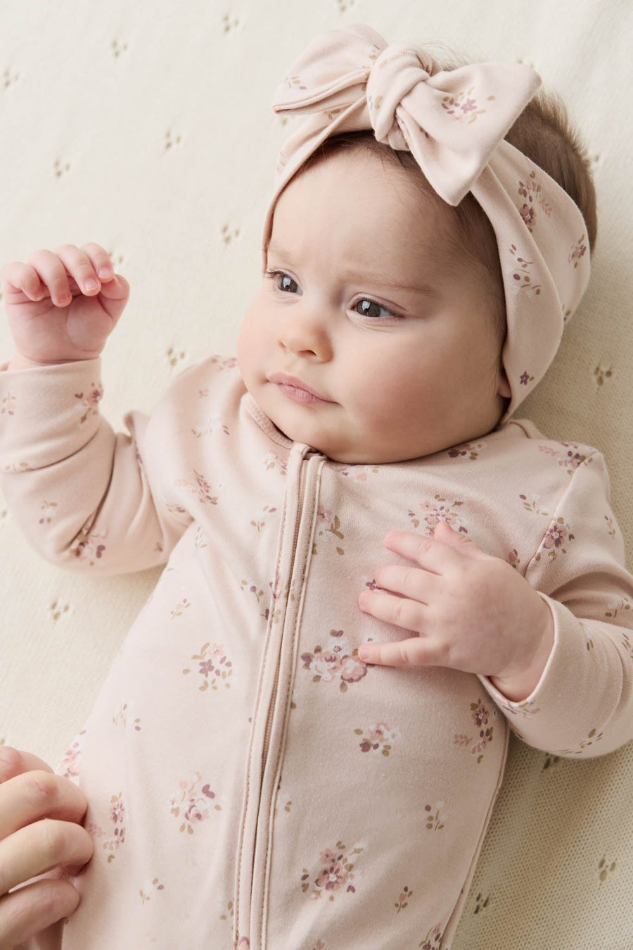 Organic Cotton Headband - Petite Fleur Soft Peony Childrens Headband from Jamie Kay Australia