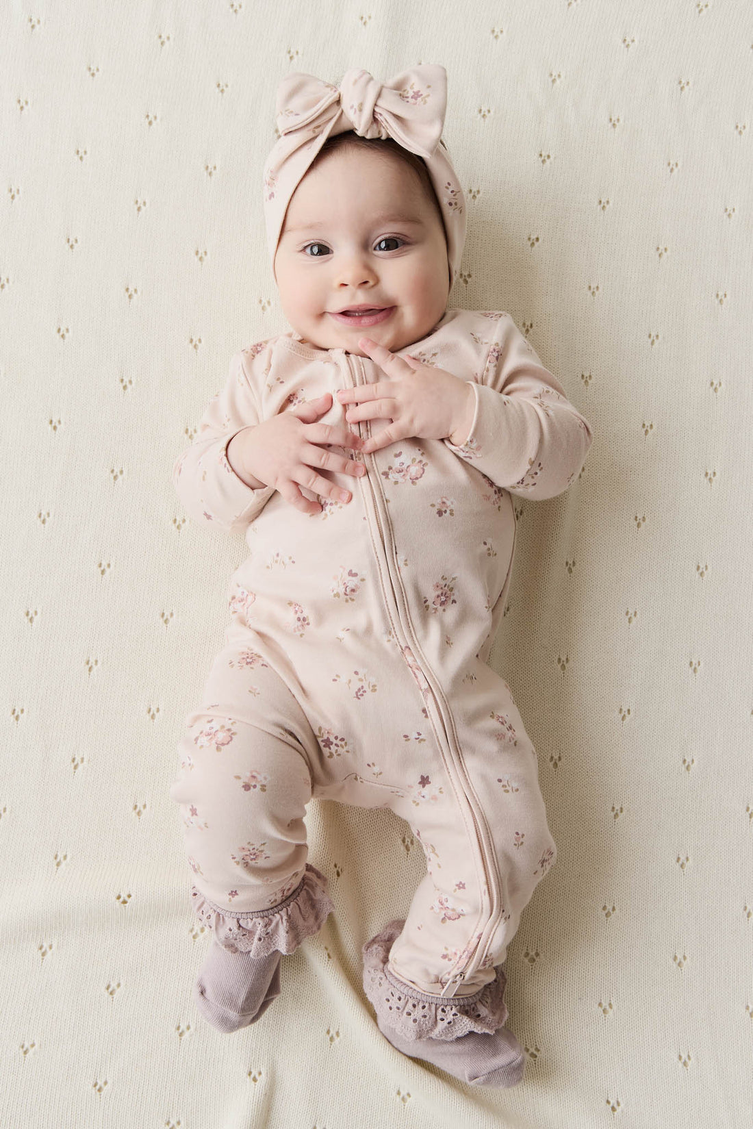 Organic Cotton Frankie Onepiece - Petite Fleur Soft Peony Childrens Onepiece from Jamie Kay Australia