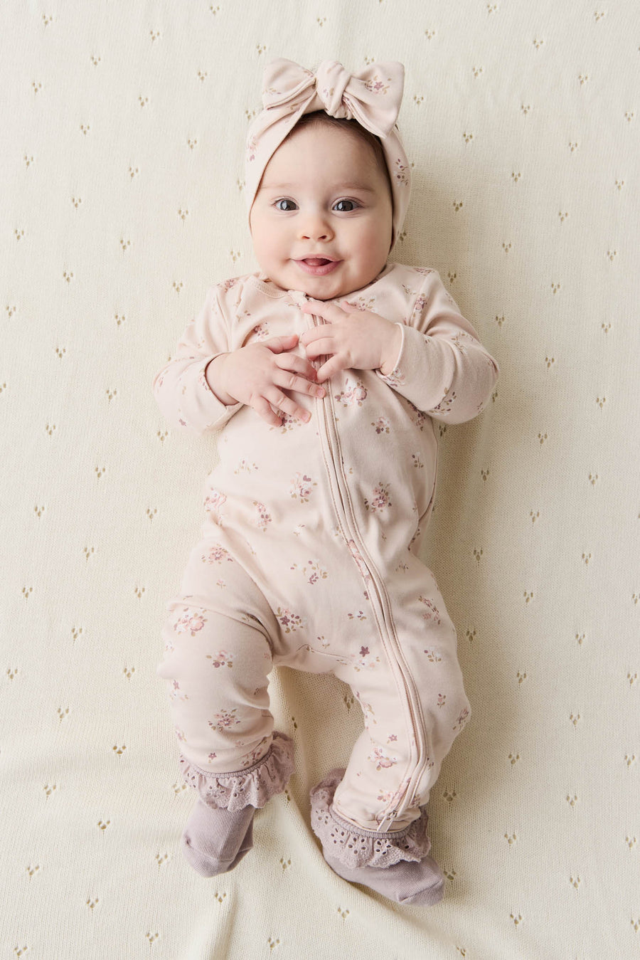 Organic Cotton Frankie Onepiece - Petite Fleur Soft Peony Childrens Onepiece from Jamie Kay Australia