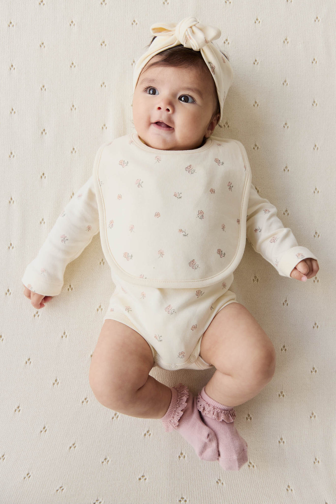 Organic Cotton Long Sleeve Bodysuit - Meredith Egret Childrens Bodysuit from Jamie Kay Australia